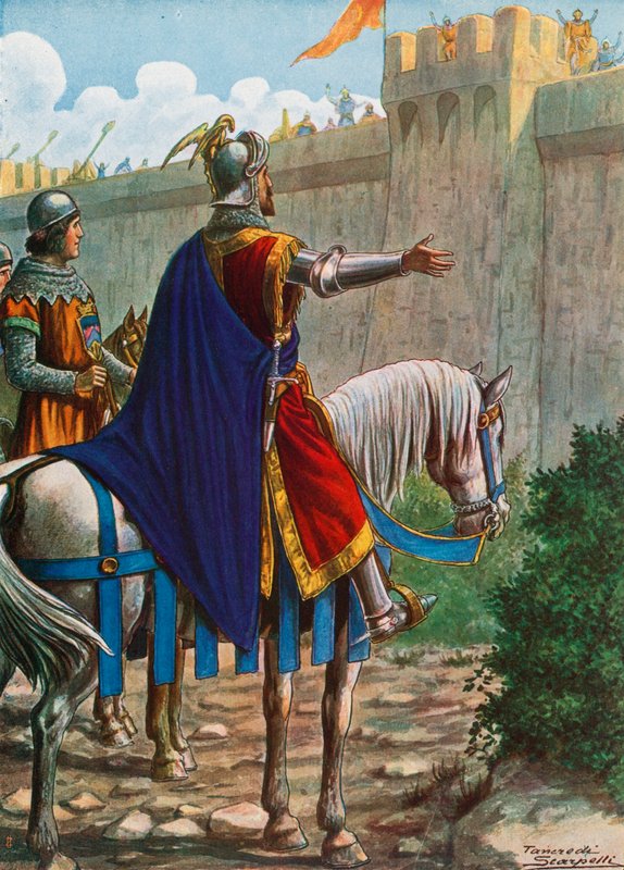 Manfred, král sicilský, žádá Saracény o vstup do Lucery (Apulie), 1254 od Tancredi Scarpelli