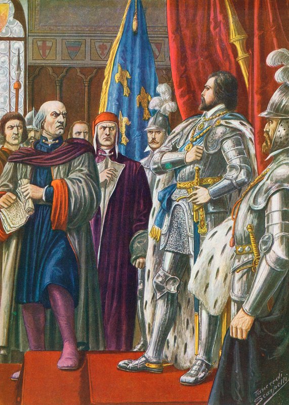 Pier Capponi kárající velvyslance Karla VIII od Tancredi Scarpelli