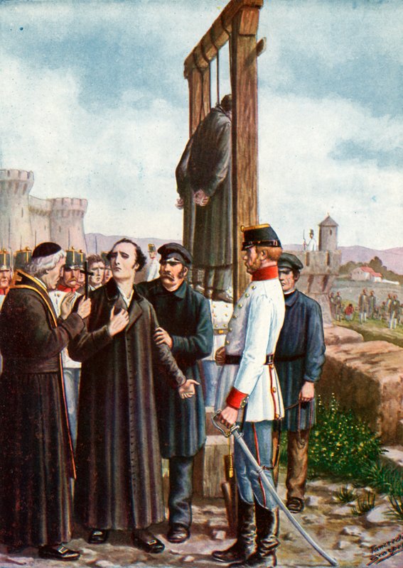 The Belfiore Martyrs: Poslední chvíle dona Enrica Tazzoliho, 1853 od Tancredi Scarpelli