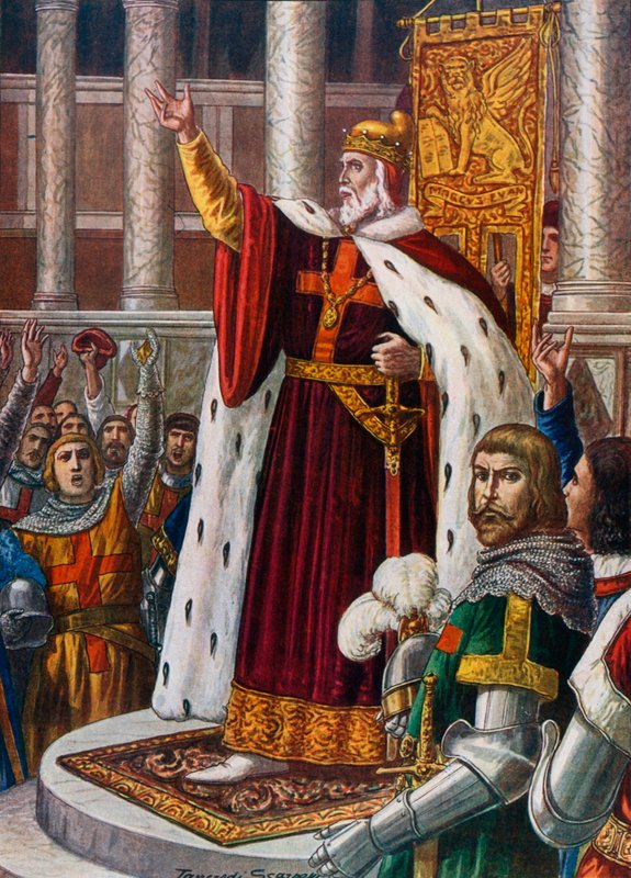 Benátský dóže v San Marco zve lidi a vojáky, aby se připojili ke křížové výpravě, c 1095 od Tancredi Scarpelli