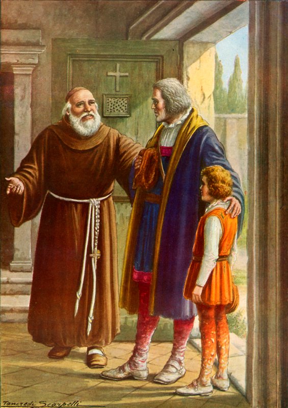 Strážce Rabidy vítá Cristophera Columba a jeho malého syna od Tancredi Scarpelli