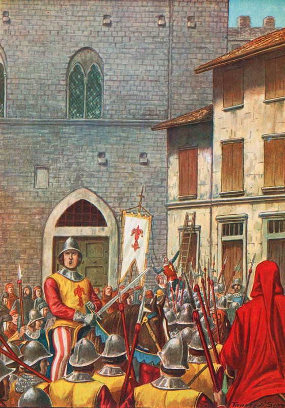 Dům Corsa Donatiho napaden Florenťany poté, co je odsouzen jako rebel a zrádce. od Tancredi Scarpelli