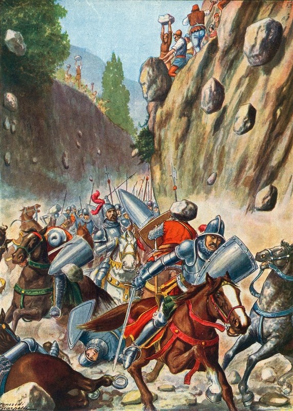 Vojska hraběte Landa byla napadena rolníky od Tancredi Scarpelli
