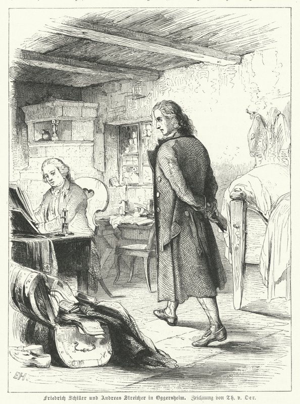 Německý básník a dramatik Friedrich Schiller se svým přítelem pianistou a skladatelem Andreasem Streicherem v Oggersheimu od Theobald Reinhold von Oer