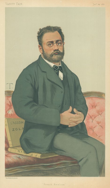 M Emile Zola, francouzský realismus, 24. ledna 1880, karikatura Vanity Fair od Theobald Chartran