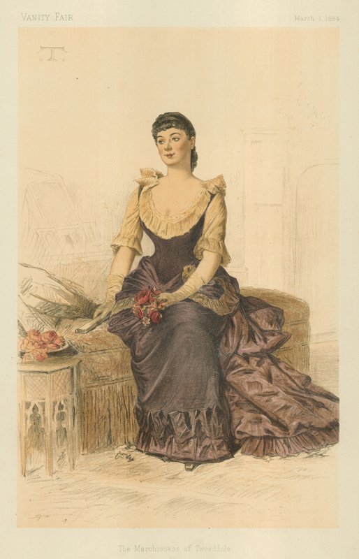 Markýza z Tweeddale, 1. března 1884, karikatura Vanity Fair od Theobald Chartran