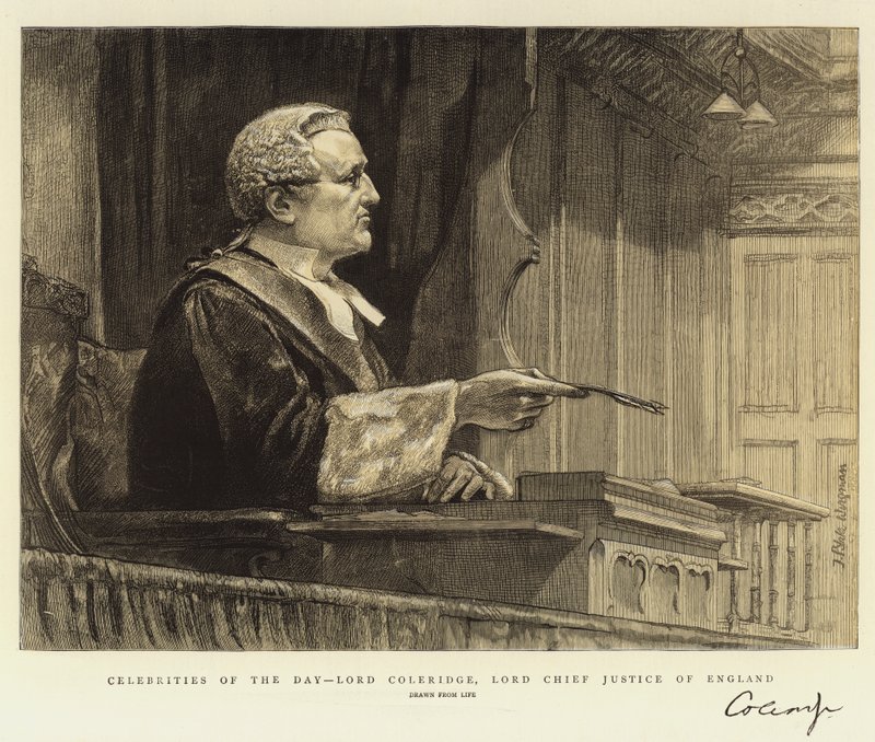 Celebrity dne, lord Coleridge, lord hlavní soudce Anglie od Theodore Blake Wirgman