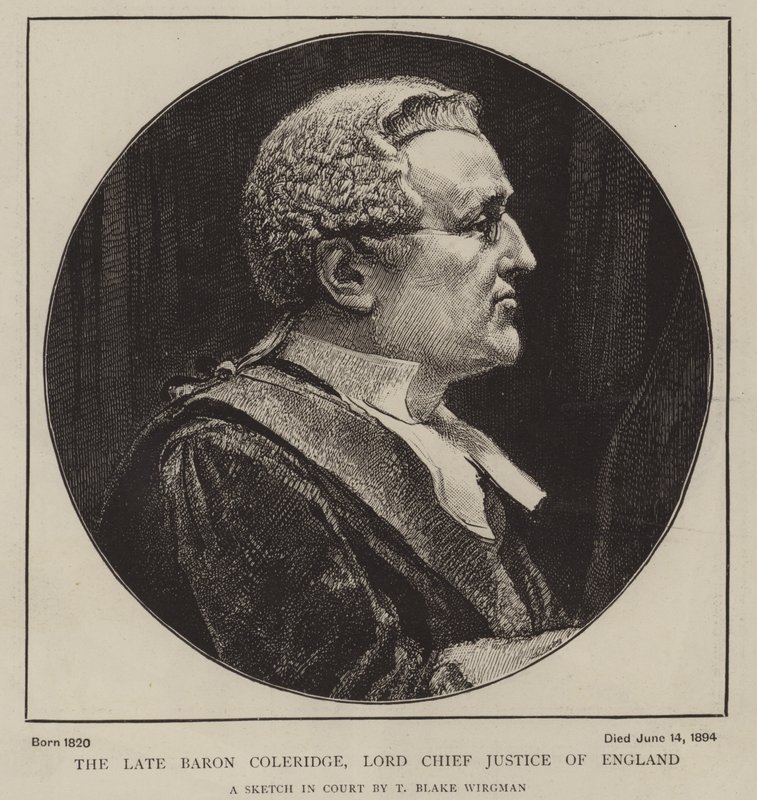 Zesnulý baron Coleridge, lord hlavní soudce Anglie od Theodore Blake Wirgman