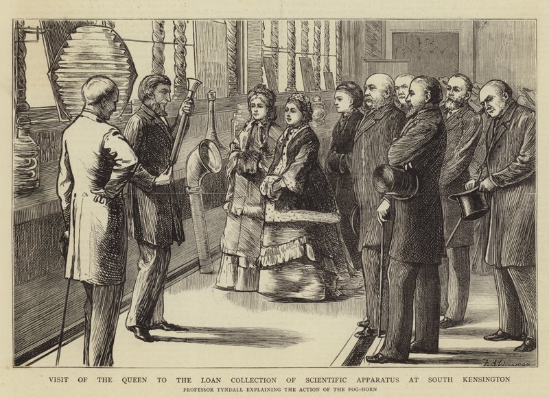 Návštěva královny ve sbírce půjček vědeckých přístrojů v South Kensington od Theodore Blake Wirgman