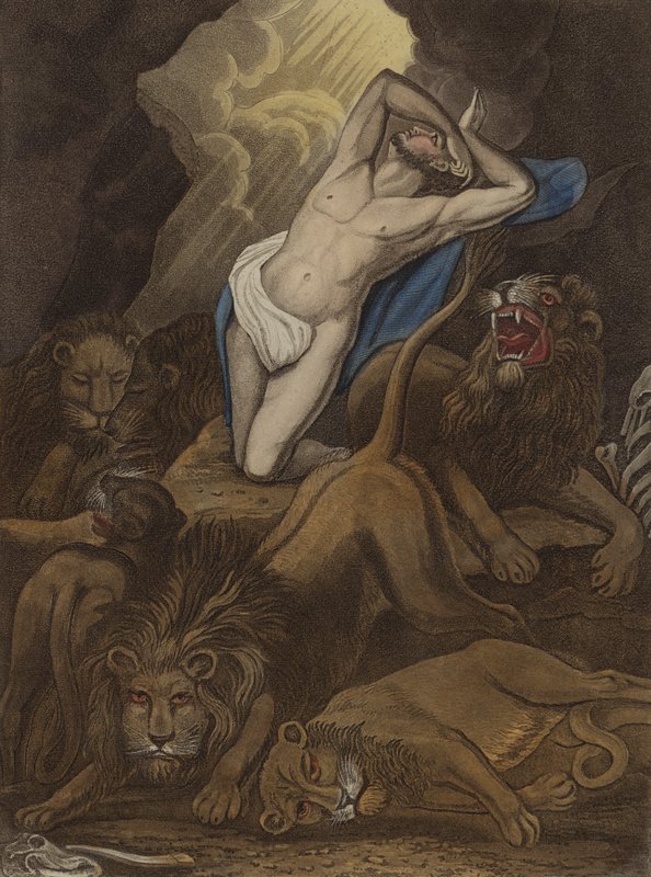 Daniel v jámě lvové (lept) od Theodore (after) Lane