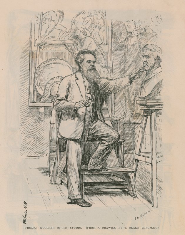 Sochař Thomas Woolner při práci ve svém ateliéru od Theodore Blake Wirgman