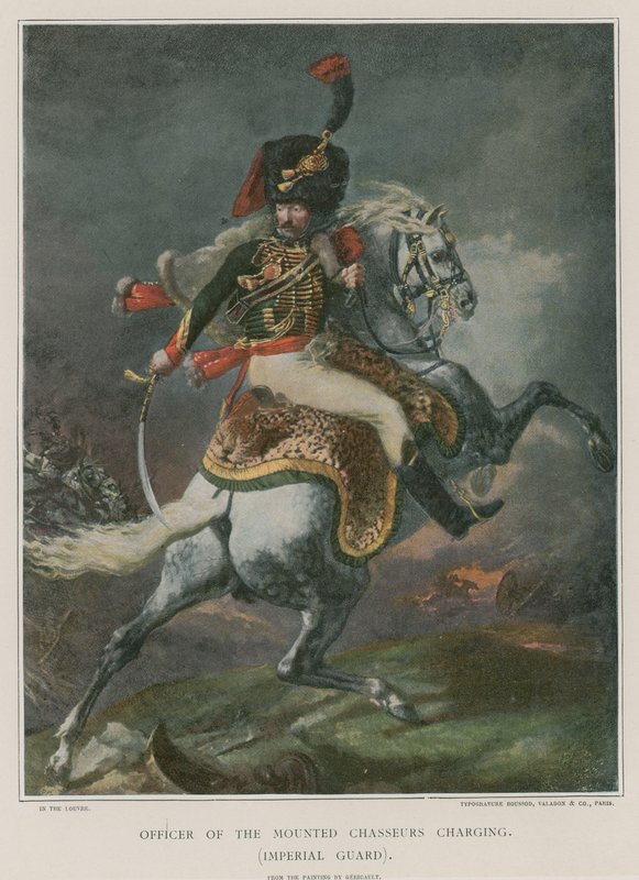 Důstojník jízdních jezdců nabíjí od Theodore Gericault