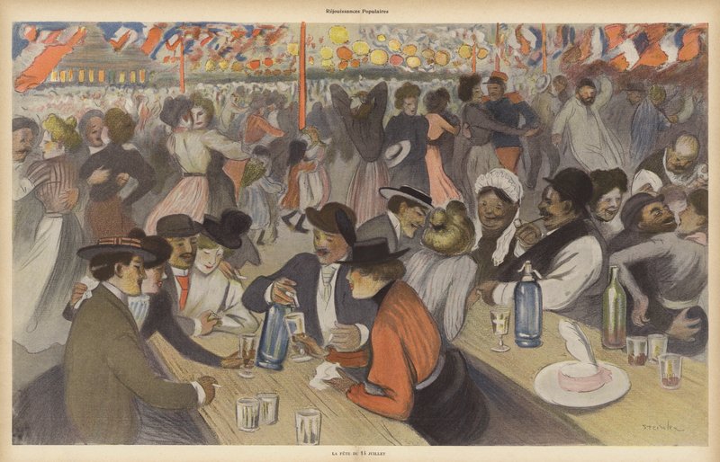 Oslavy Dne Bastily (barevné litho) od Theophile Alexandre (after) Steinlen