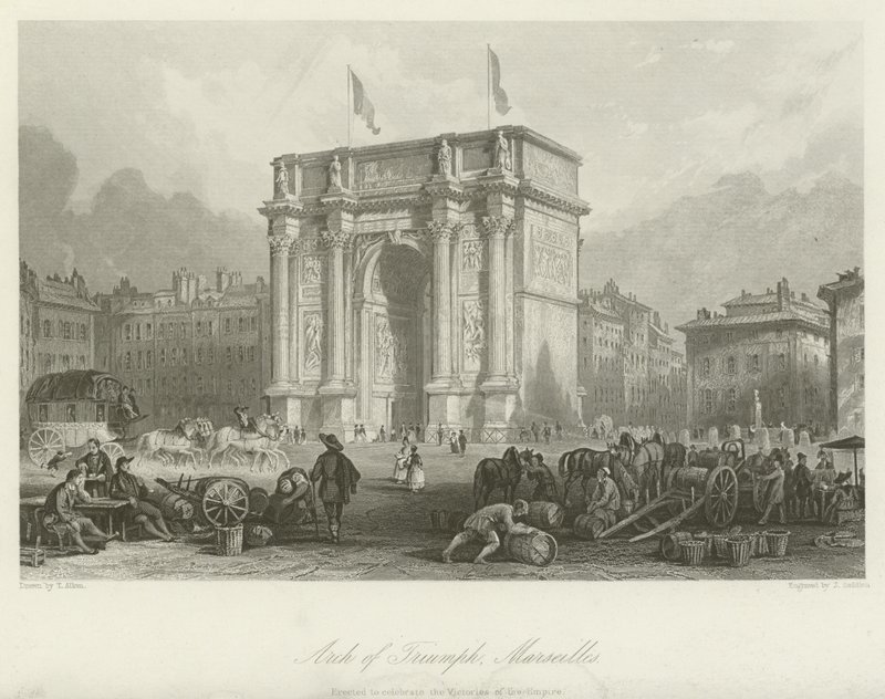 Vítězný oblouk, Marseille od Thomas Allom