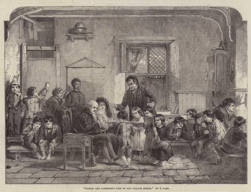 Návštěva patrona a patronky ve vesnické škole od Thomas Faed