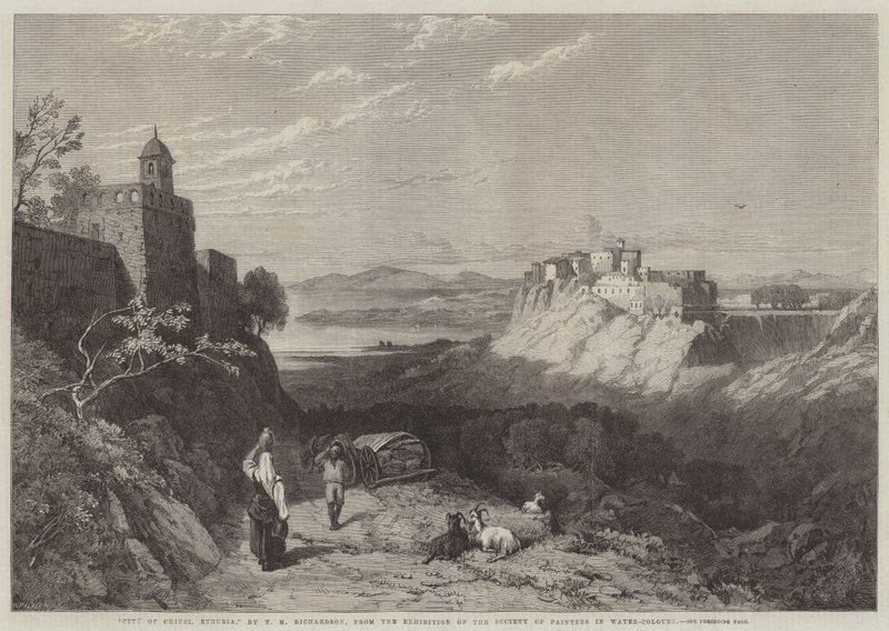 Město Chiusi, Etrurie od Thomas Miles II Richardson