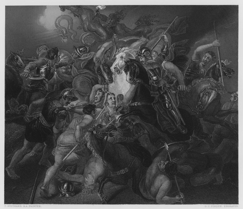 Mytologická bitva, z obrázku v galerii Vernon od Thomas Stothard