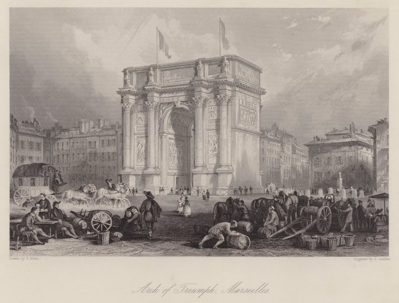 Vítězný oblouk, Marseille (rytina) od Thomas (after) Allom