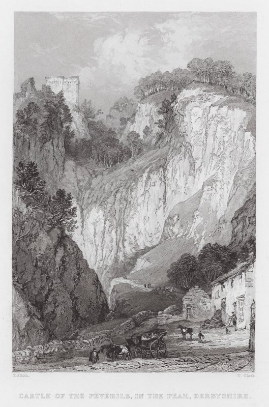 Castle of the Peverils, v Peak, Derbyshire (rytina) od Thomas (after) Allom