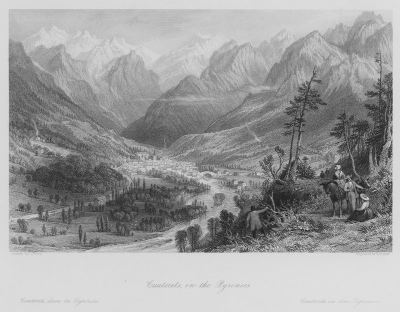 Cauterets, v Pyrenejích (rytina) od Thomas (after) Allom