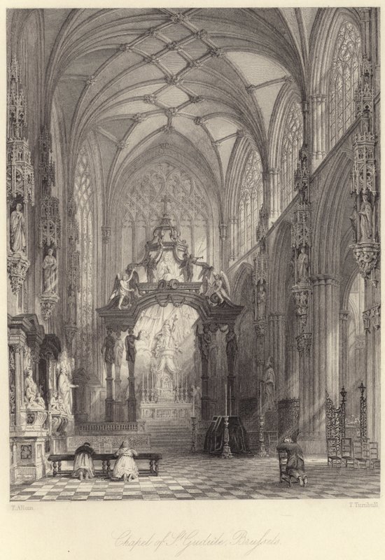 Kaple svaté Guduly, Brusel (rytina) od Thomas (after) Allom