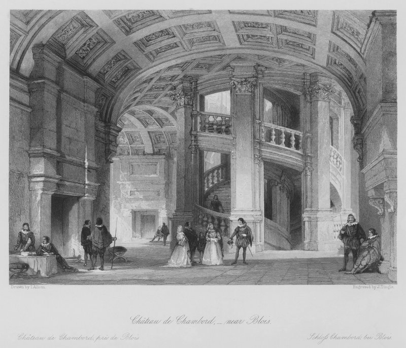 Zámek Chambord u Blois (rytina) od Thomas (after) Allom