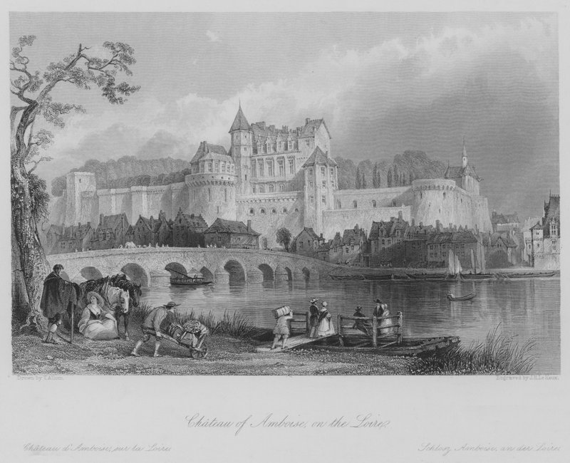 Zámek Amboise, na Loiře (rytina) od Thomas (after) Allom