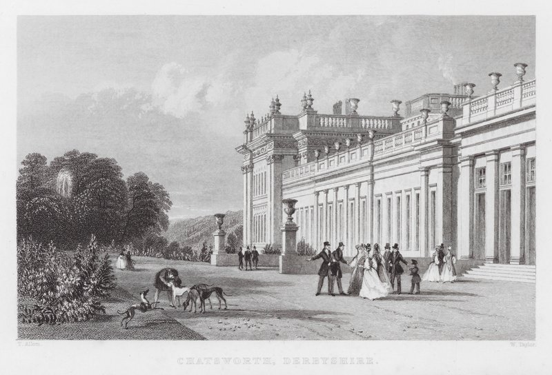 Chatsworth, Derbyshire (rytina) od Thomas (after) Allom
