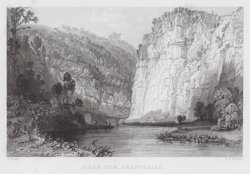 Chee Tor, Derbyshire (rytina) od Thomas (after) Allom