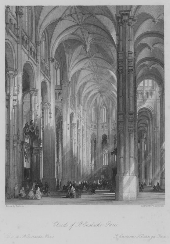 Kostel svatého Eustache, Paříž (rytina) od Thomas (after) Allom