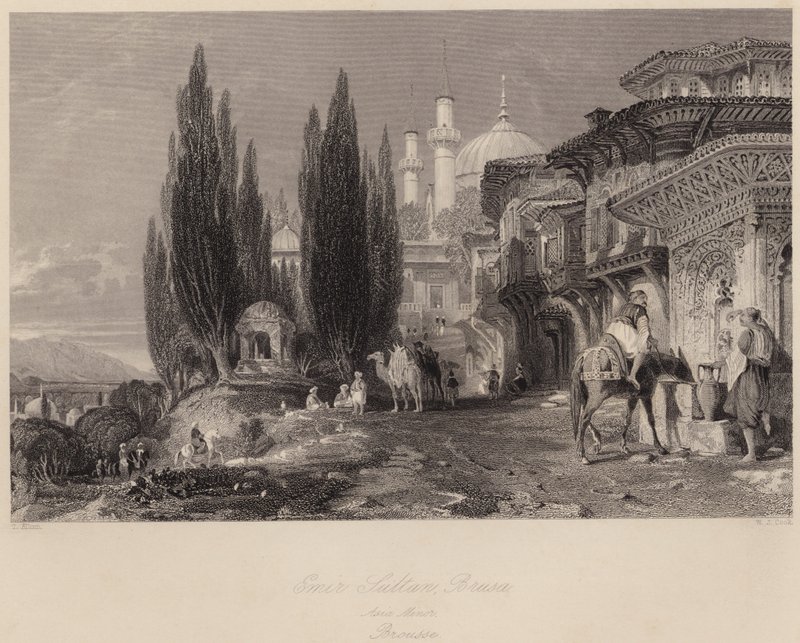 Emir Sultan, Brusa, Malá Asie, Brousse (rytina) od Thomas (after) Allom
