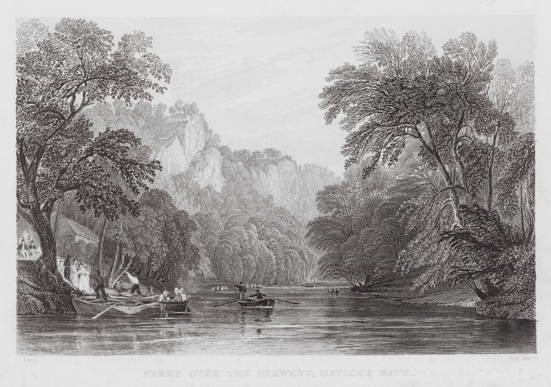 Trajekt přes Derwent, Matlock Bath (rytina) od Thomas (after) Allom