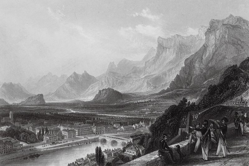 Grenoble z pevnosti (rytina) od Thomas (after) Allom