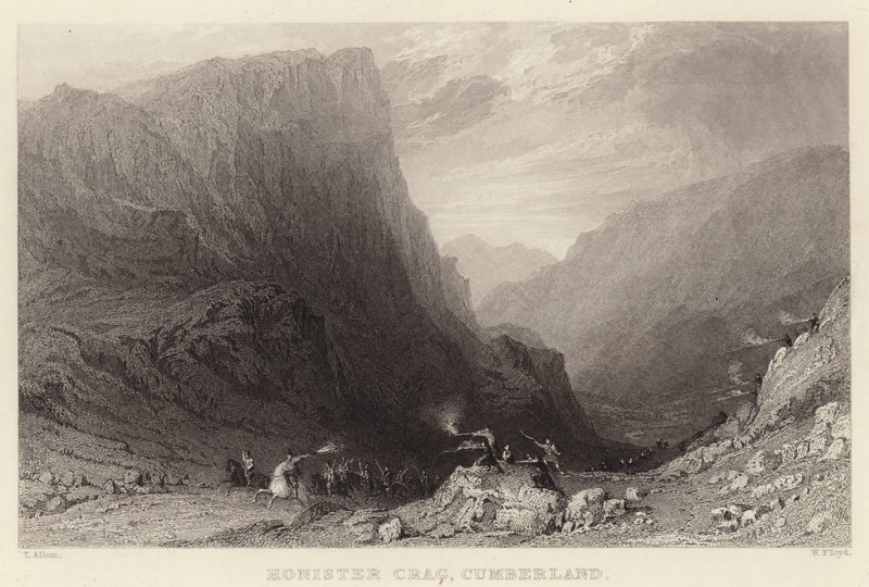 Honister Crag, Cumberland (rytina) od Thomas (after) Allom