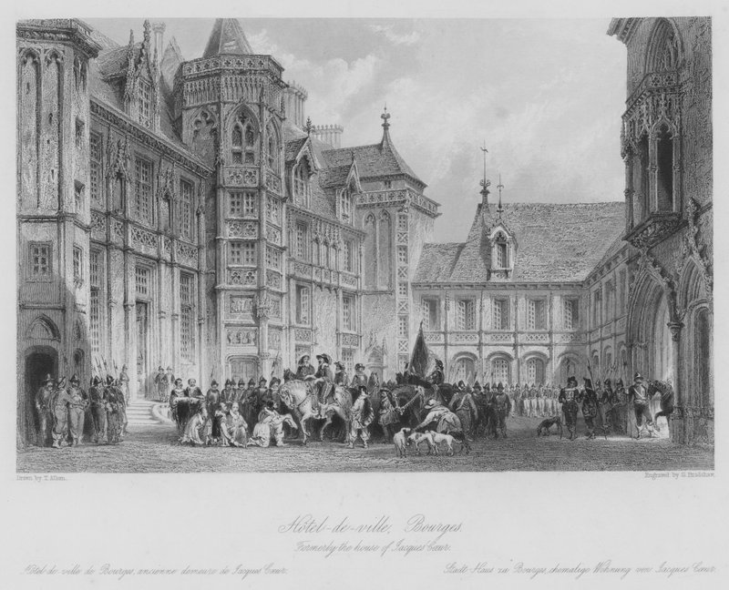 Hotel-de-ville, Bourges, dříve dům Jacques Coeur (rytina) od Thomas (after) Allom