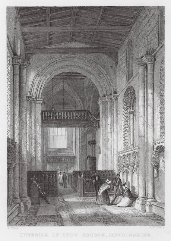 Interiér Stow Church, Lincolnshire (rytina) od Thomas (after) Allom