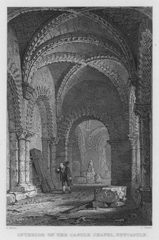Interiér hradní kaple, Newcastle (rytina) od Thomas (after) Allom