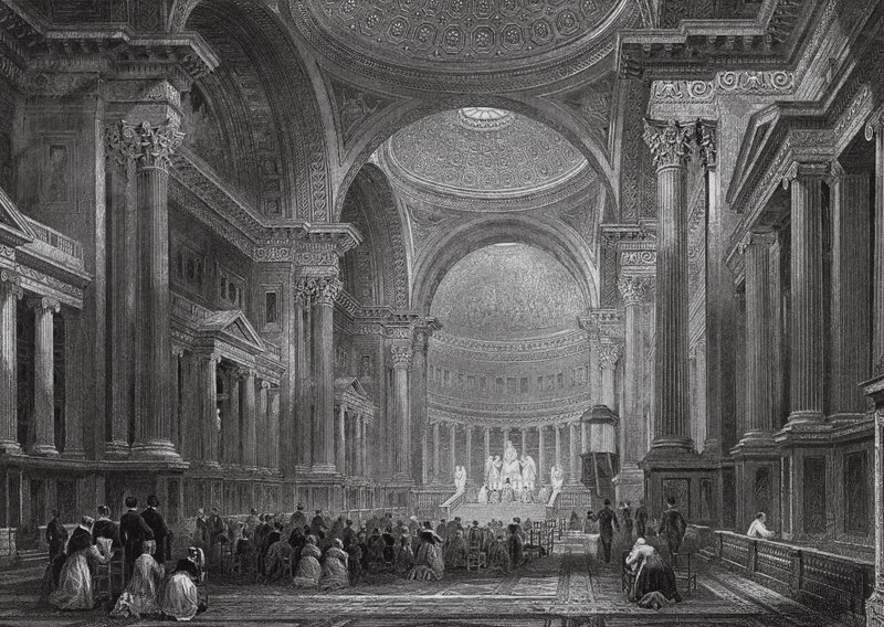 Interiér Madeleine, Paříž (rytina) od Thomas (after) Allom