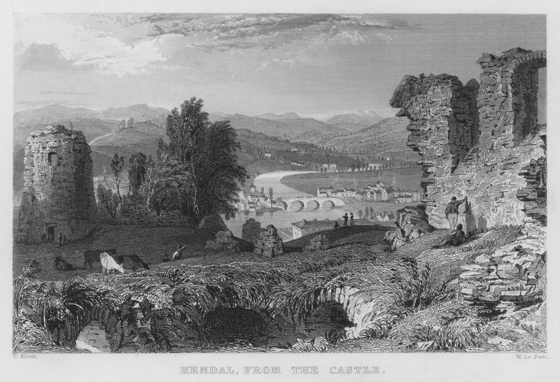 Kendal, z hradu (rytina) od Thomas (after) Allom