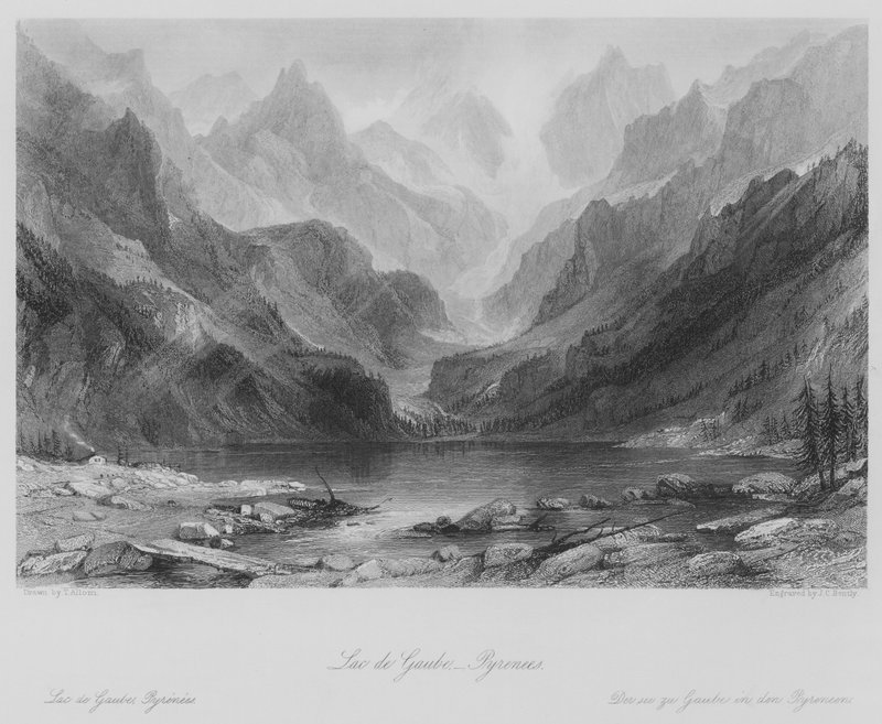 Lac de Gaube, Pyreneje (rytina) od Thomas (after) Allom
