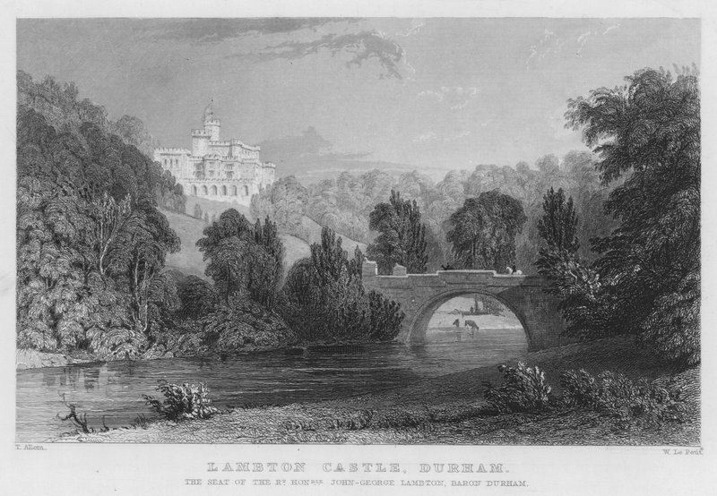 Lambton Castle, Durham, sídlo John-George Lambton, Baron Durham (rytina) od Thomas (after) Allom