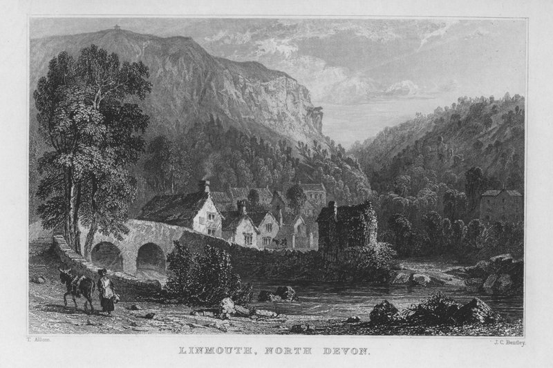 Lynmouth, Severní Devon (rytina) od Thomas (after) Allom