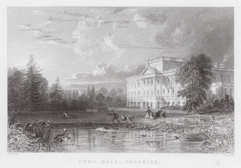 Lyme Hall, Cheshire (rytina) od Thomas (after) Allom