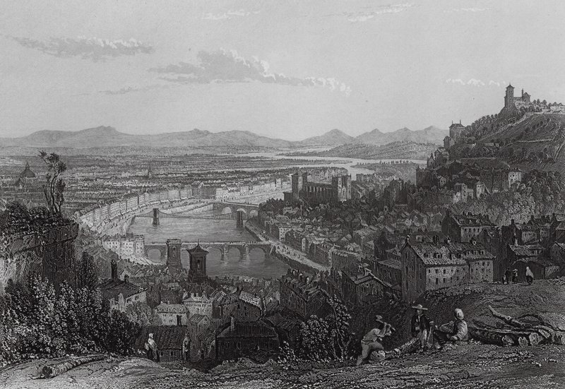 Lyon, od La Croix Rousse (rytina) od Thomas (after) Allom