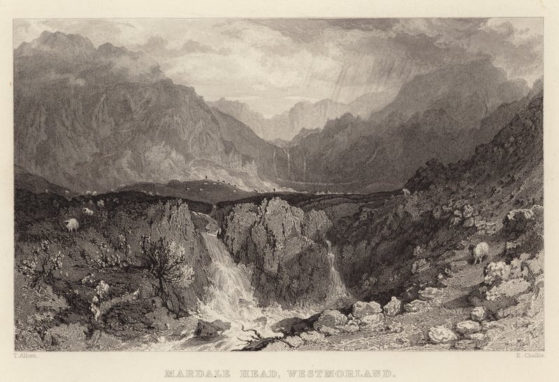 Mardale Head, Westmorland (rytina) od Thomas (after) Allom