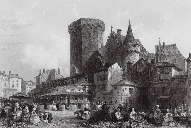 Tržiště, Angouleme (rytina) od Thomas (after) Allom