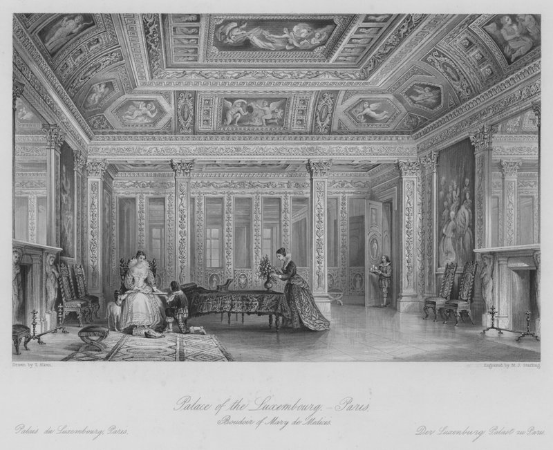Lucemburský palác, Paříž, Budoár Marie Medicejské (rytina) od Thomas (after) Allom