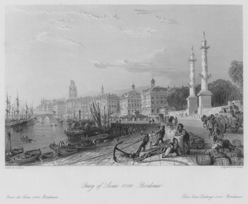 Nábřeží Ludvíka XVIII, Bordeaux (rytina) od Thomas (after) Allom