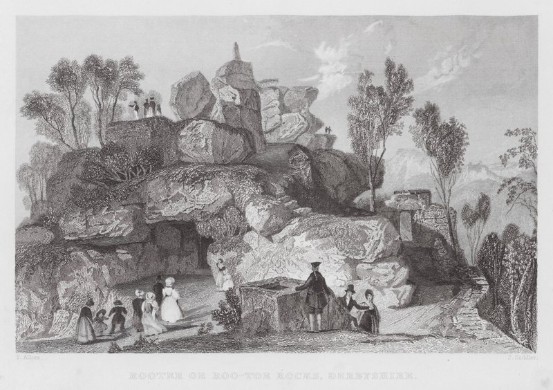 Rooter nebo Roo-tor Rocks, Derbyshire (rytina) od Thomas (after) Allom