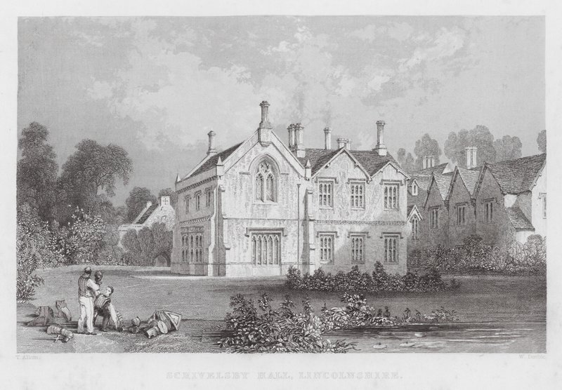 Scrivelsby Hall, Lincolnshire (rytina) od Thomas (after) Allom